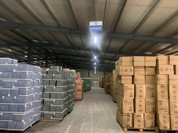 the baby diapers' warehouse is almost full